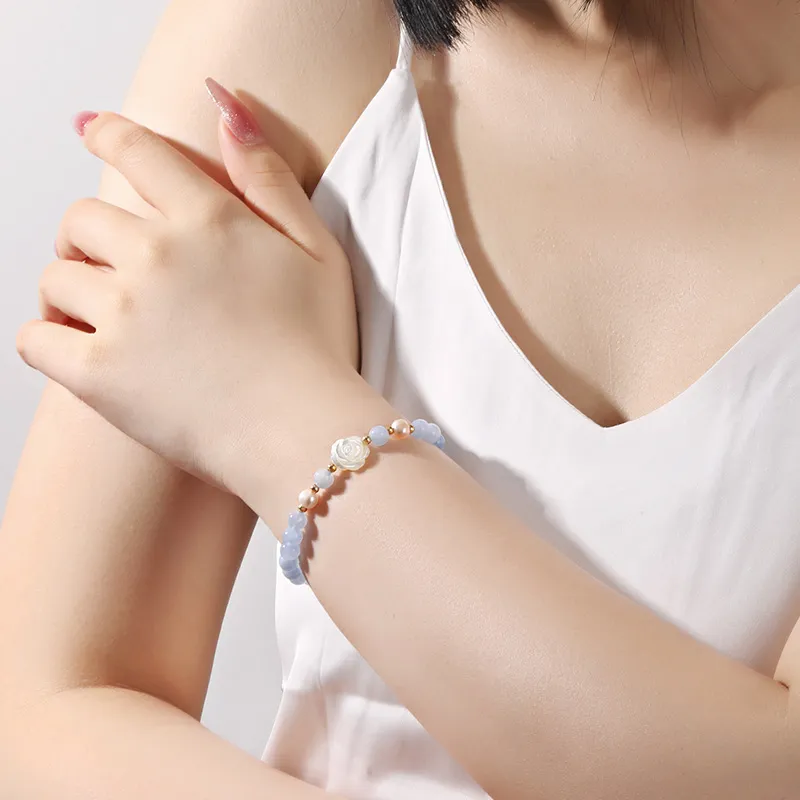 RUOK Pearl Aquamarine Bracelets Women's-2