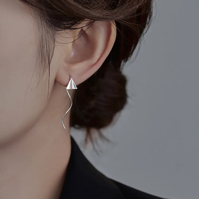 RUOK S925 Silver Drop Earrings Women's-1