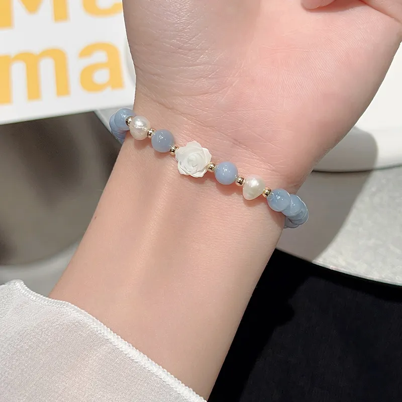 RUOK Pearl Aquamarine Bracelets Women's-3