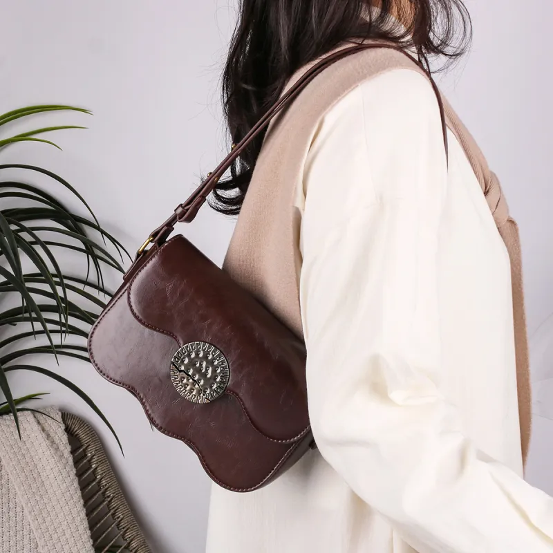 CHISIY Artificial Leather Small Square Bag One Shoulder Handbag Crossbody Bag Regular Women's Coffee-5