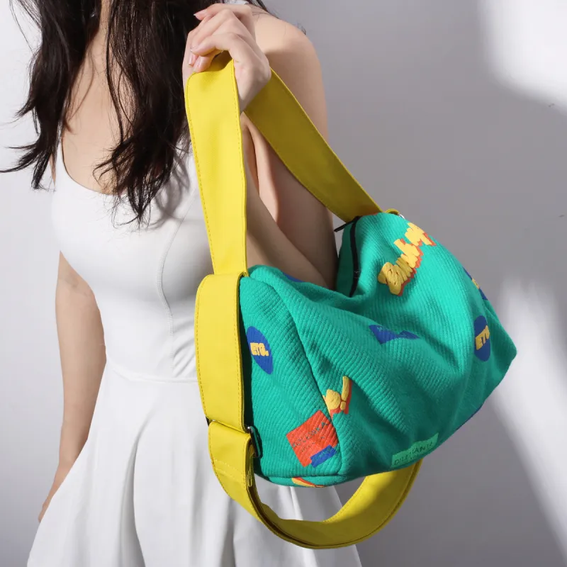 CHISIY Fabric Shoulder Bag, Crossbody Bag, Gym Bag Medium Size Unisex Fresh Look Green-1