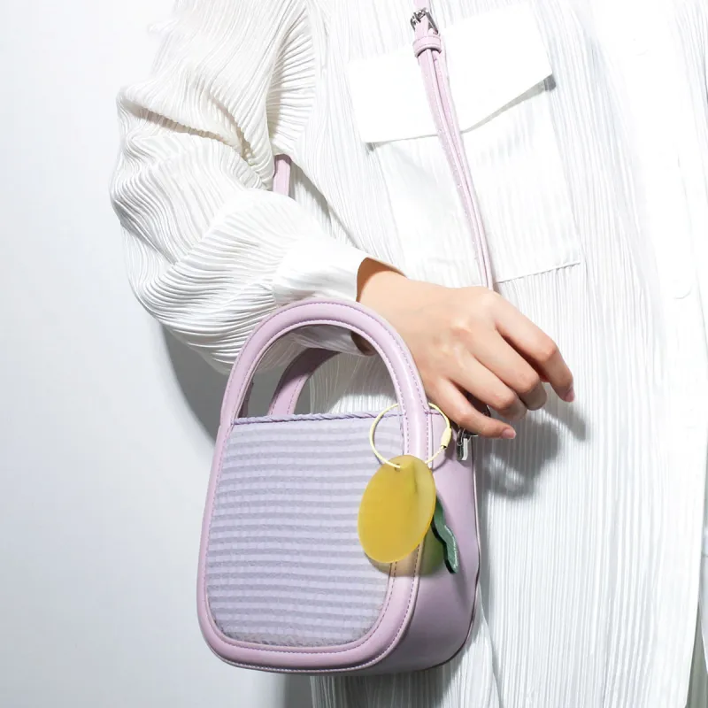 CHISIY Artificial Leather Shoulder Bag Saddle Bag Handbag Crossbody Bag Small Size Women's Purple/Yellow-1