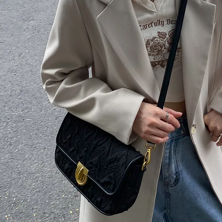 CHISIY Satin Small Square Bag, Shoulder Bag, Crossbody Bag Women's Black/White-5