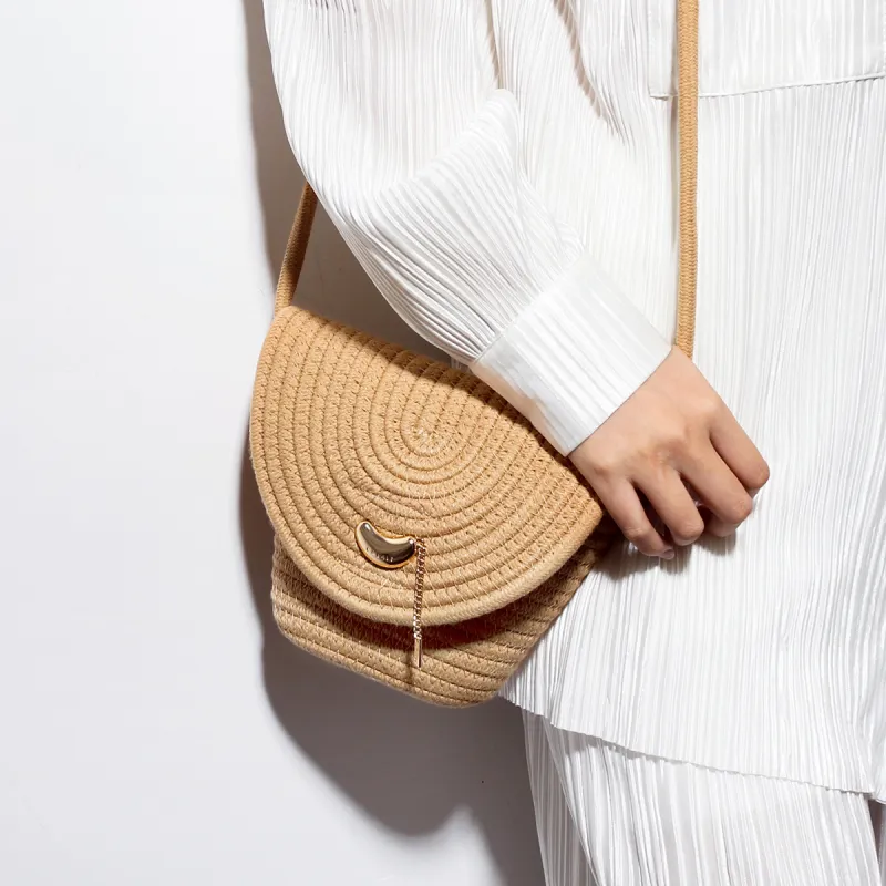 CHISIY Straw Woven Woven Bag Shoulder Bag Crossbody Bag Large Size Unisex Khaki-1