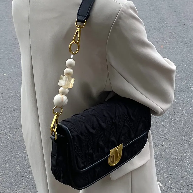 CHISIY Satin Small Square Bag, Shoulder Bag, Crossbody Bag Women's Black/White-8
