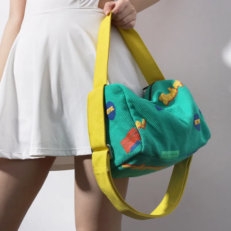 CHISIY Fabric Shoulder Bag, Crossbody Bag, Gym Bag Medium Size Unisex Fresh Look Green-3