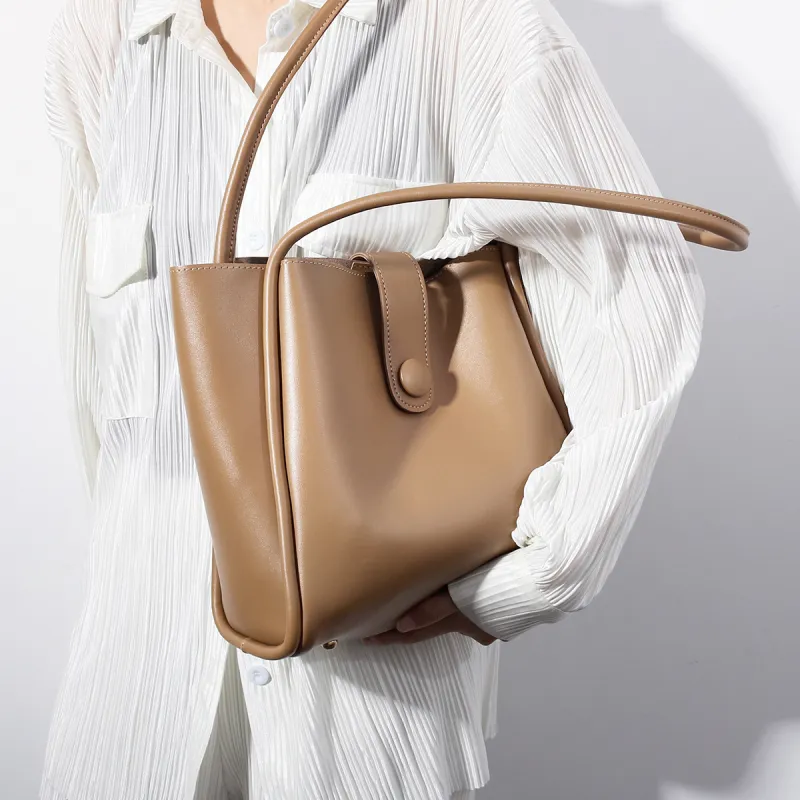 CHISIY Artificial Leather Bucket Bag, Shoulder Bag, Handbag, Shoulder Bag Large Size Women's Bee Yellow Brown-3
