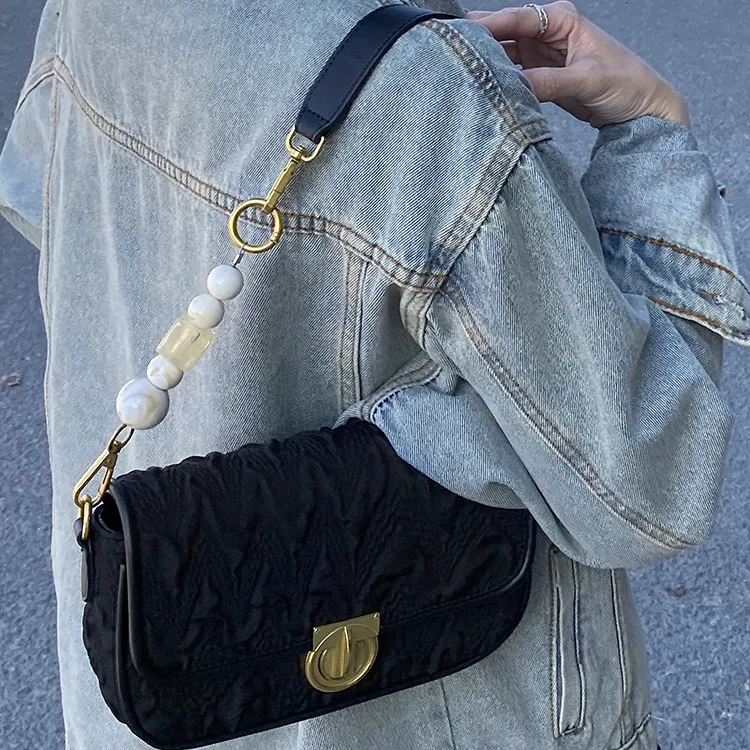 CHISIY Satin Small Square Bag, Shoulder Bag, Crossbody Bag Women's Black/White-6