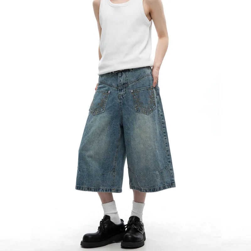 TIRED Denim Shorts Unisex Blue-4