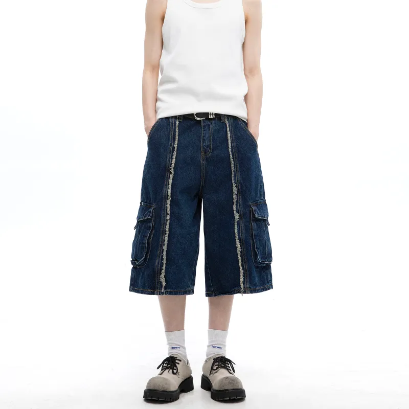 TIRED Denim Shorts Unisex Blue-2