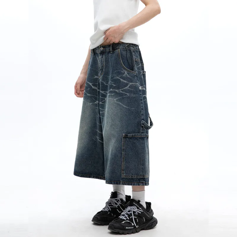 TIRED Denim Shorts Unisex Blue-5