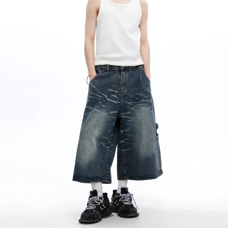 TIRED Denim Shorts Unisex Blue-3