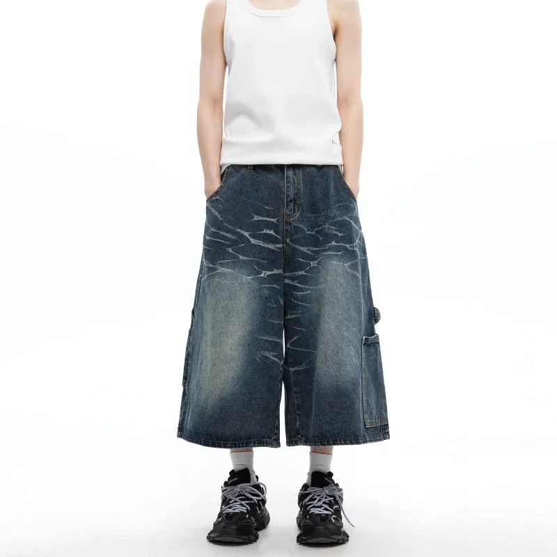 TIRED Denim Shorts Unisex Blue-2