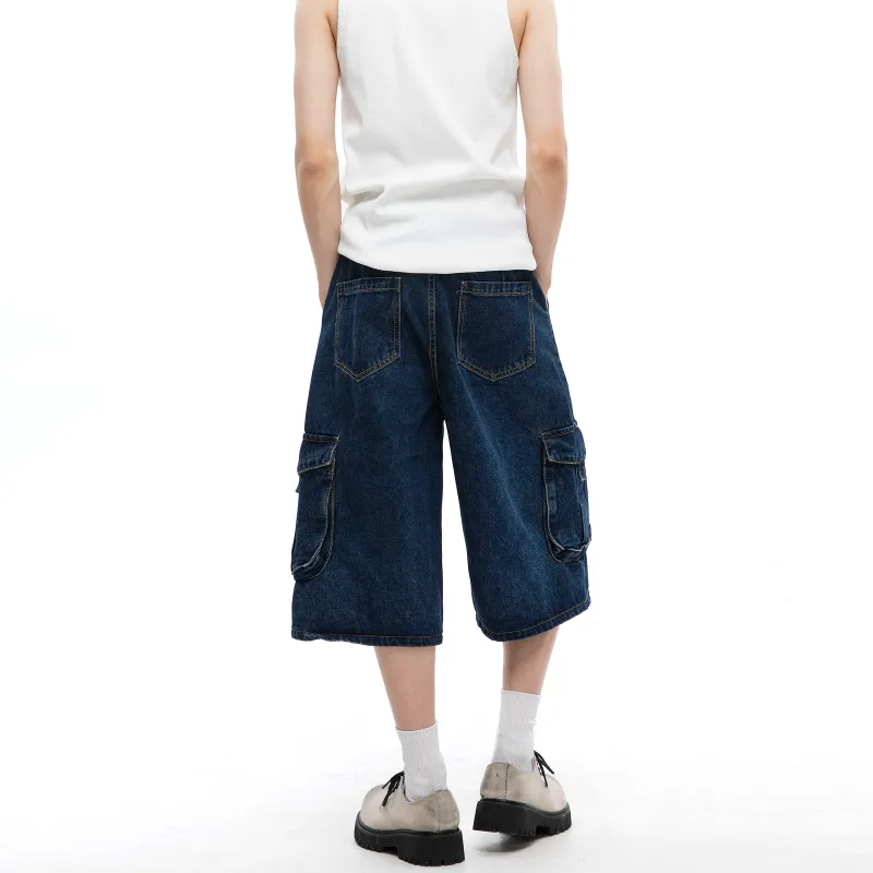 TIRED Denim Shorts Unisex Blue-6