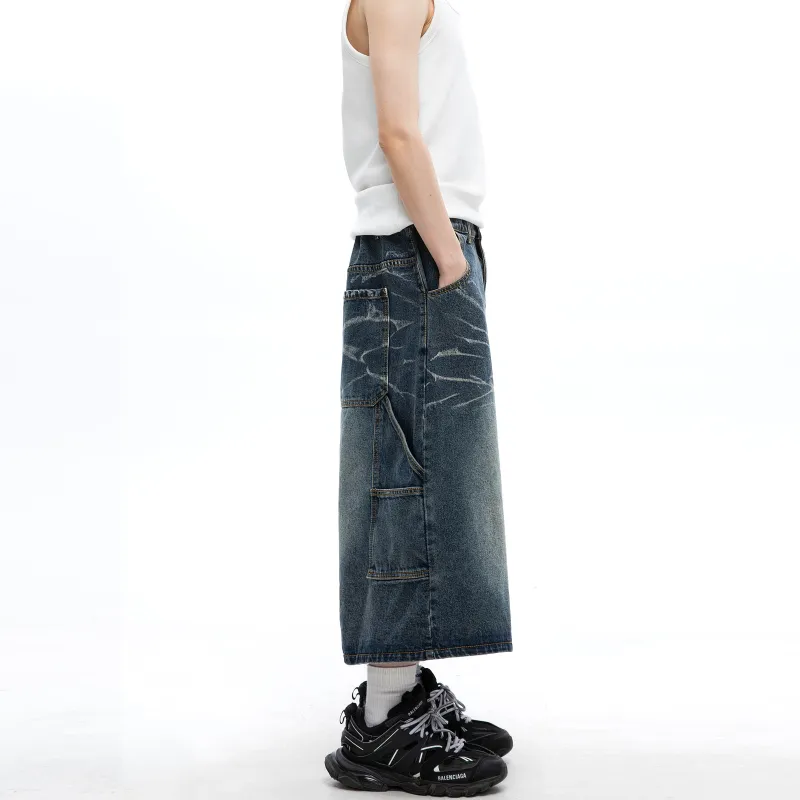 TIRED Denim Shorts Unisex Blue-6