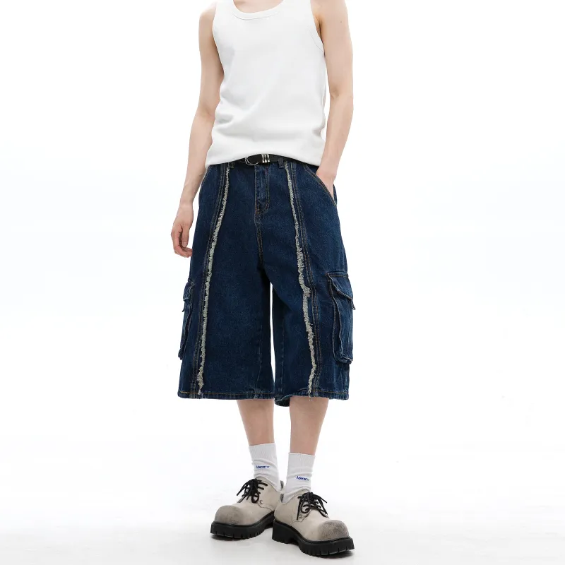 TIRED Denim Shorts Unisex Blue-3