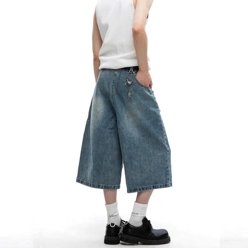 TIRED Denim Shorts Unisex Blue-5