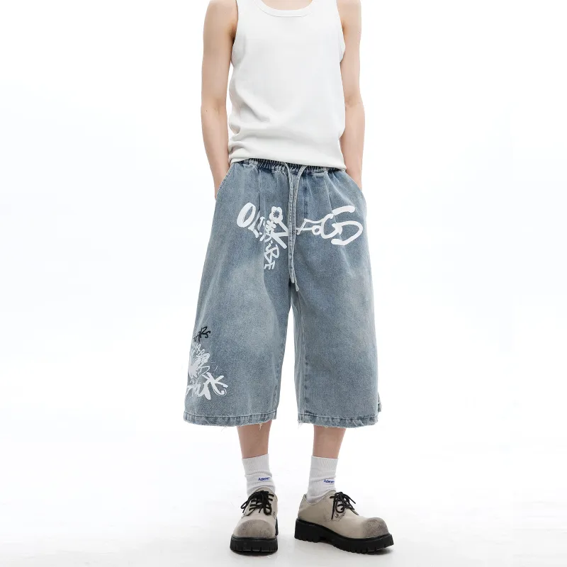 TIRED Denim Shorts Unisex Blue-4