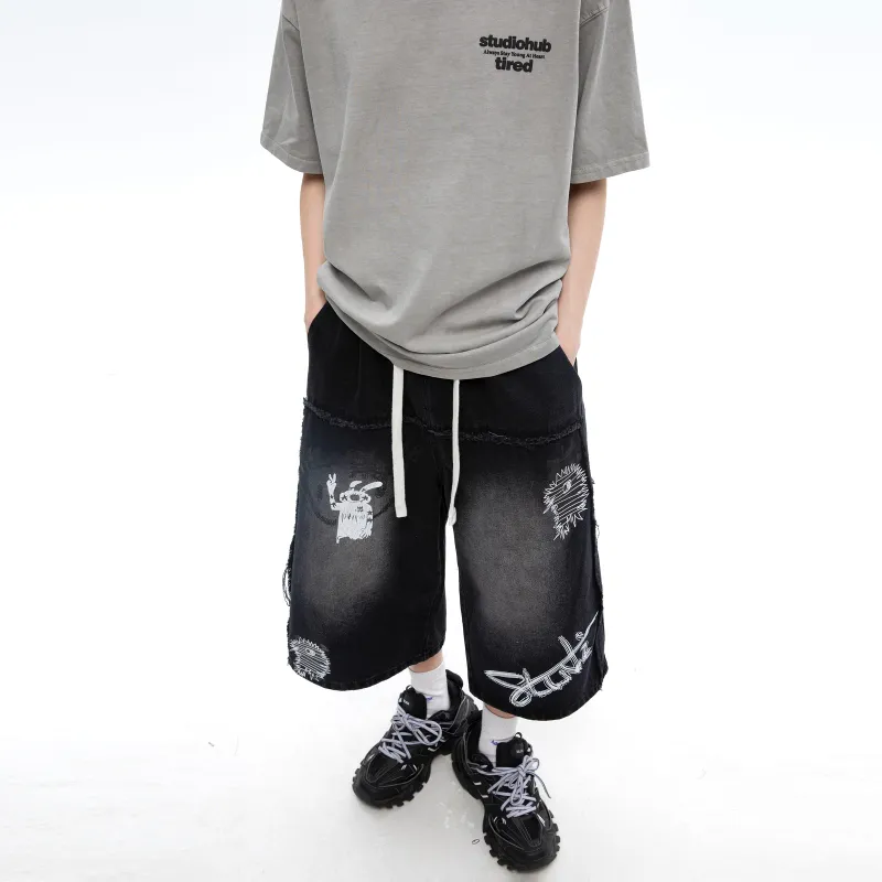 TIRED Denim Shorts Unisex-5