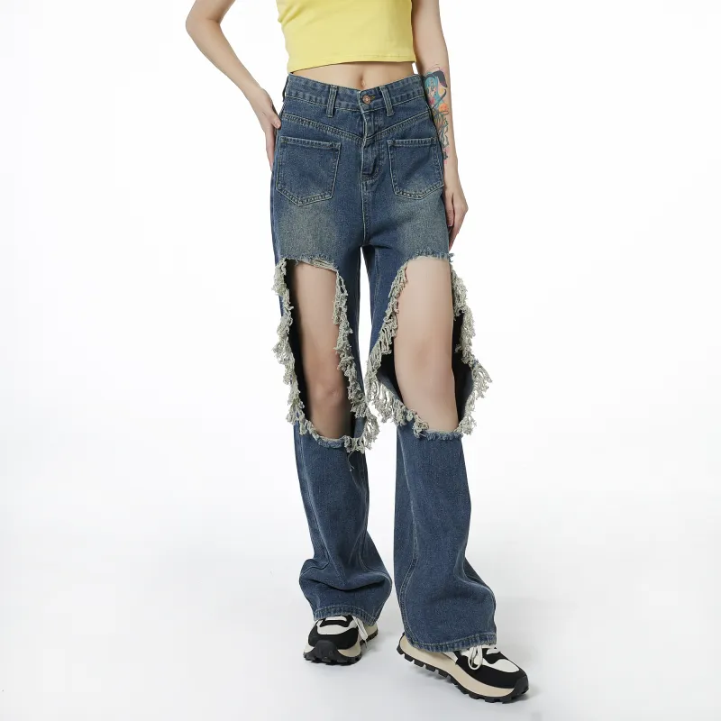 QYPRF Jeans Women's Blue-4