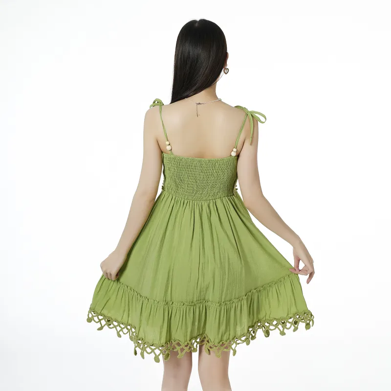 QYPRF Slip Dresses Women's Cropped Green-2