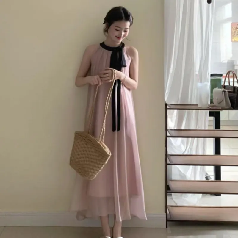 QYPRF Sleeveless Dress Women's Pink-9