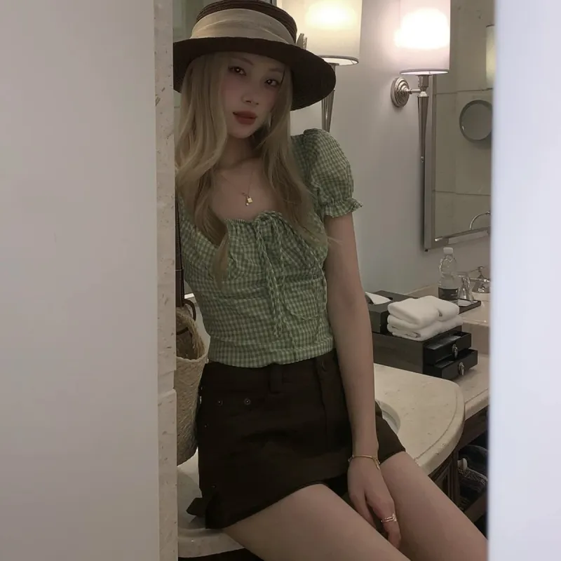 QYPRF Crop Tops Women's Matcha Green-5