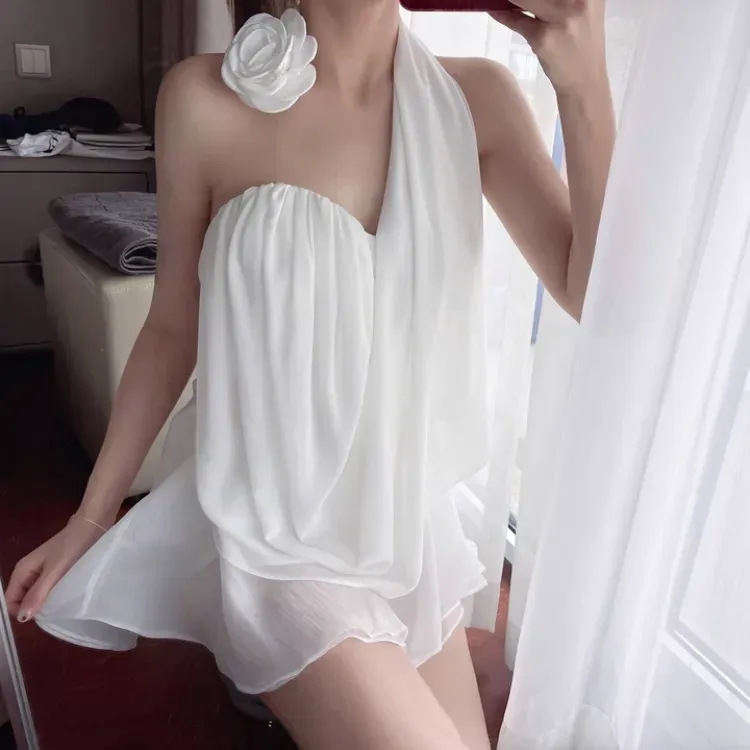 QYPRF Sleeveless Dresses Women's White Set-2
