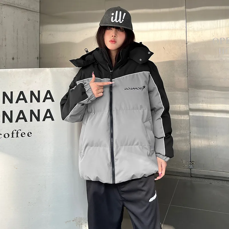 404MOB GANG Puffer Jacket Unisex Gray & Black-7