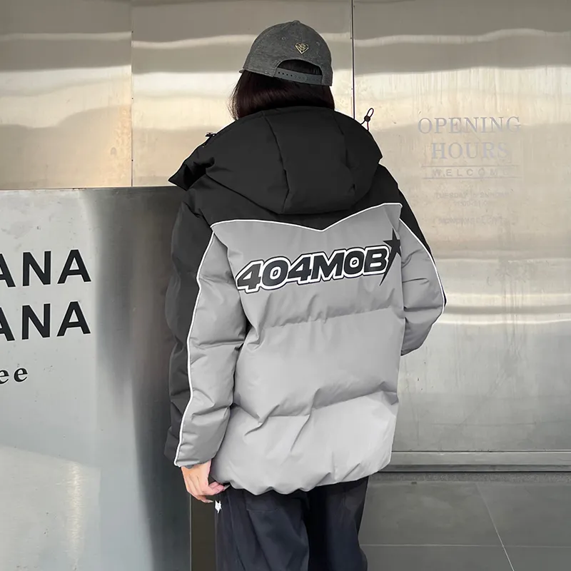 404MOB GANG Puffer Jacket Unisex Gray & Black-9