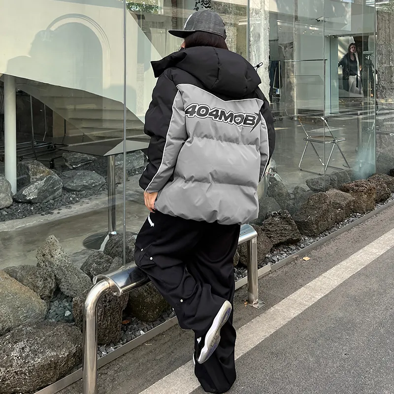 404MOB GANG Puffer Jacket Unisex Gray & Black-8
