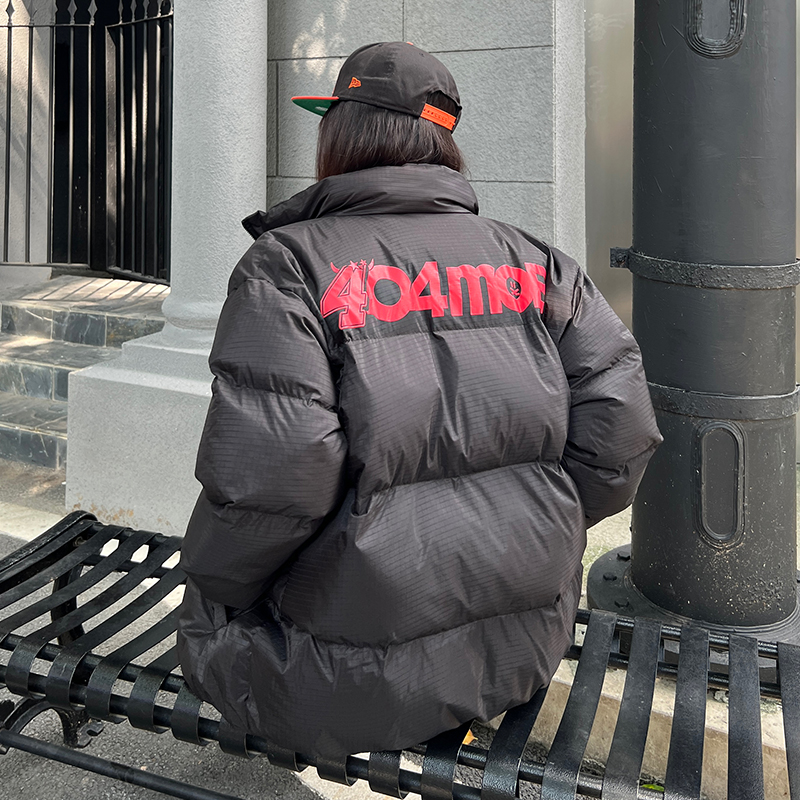404MOB GANG Puffer Jacket Unisex Black - POIZON
