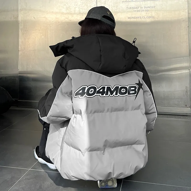 404MOB GANG Puffer Jacket Unisex Gray & Black-2