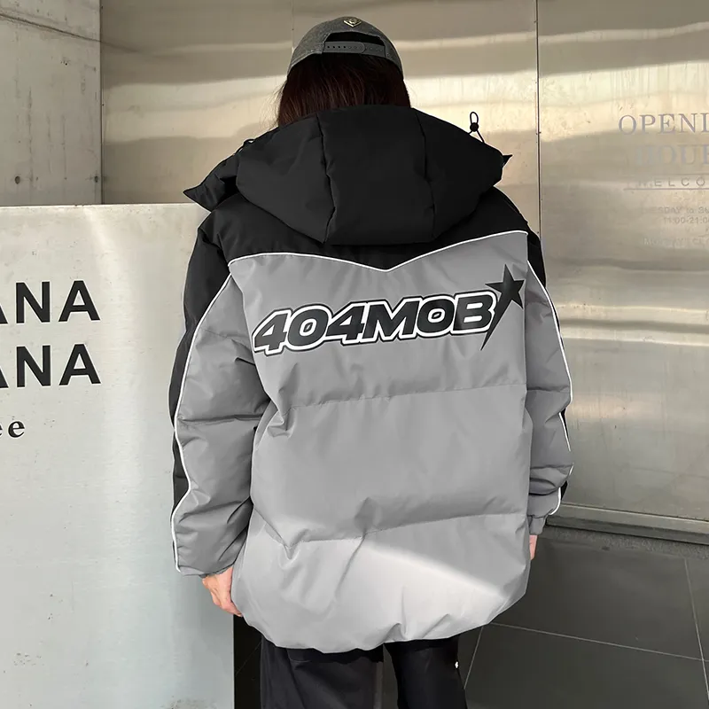 404MOB GANG Puffer Jacket Unisex Gray & Black-5