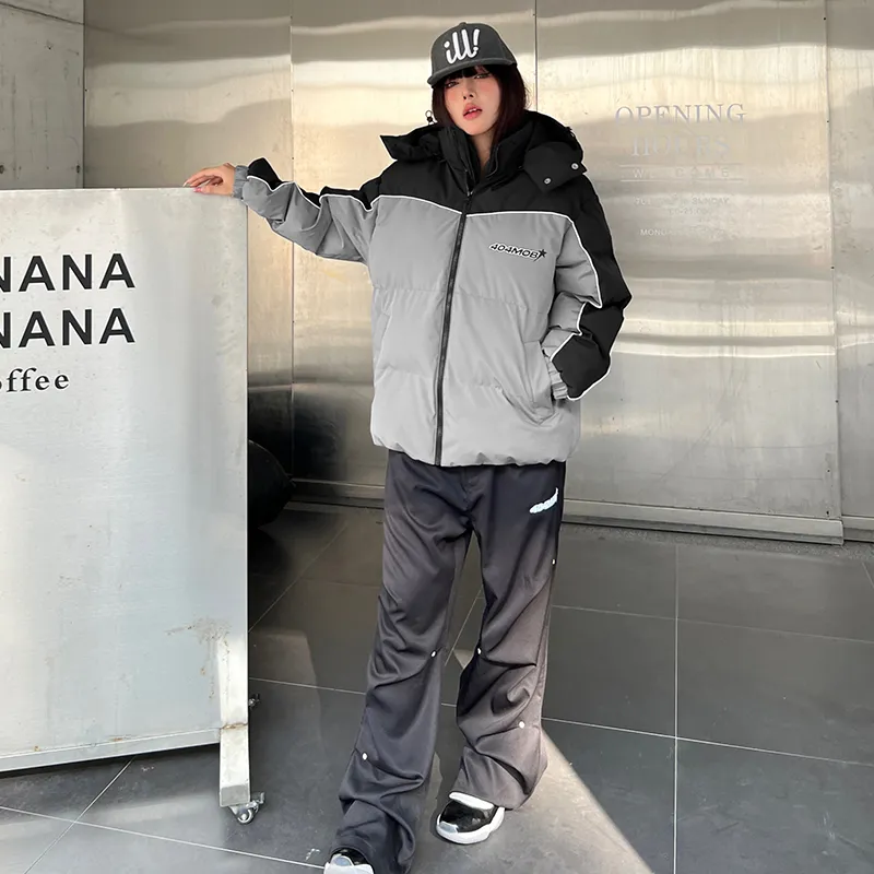 404MOB GANG Puffer Jacket Unisex Gray & Black-6