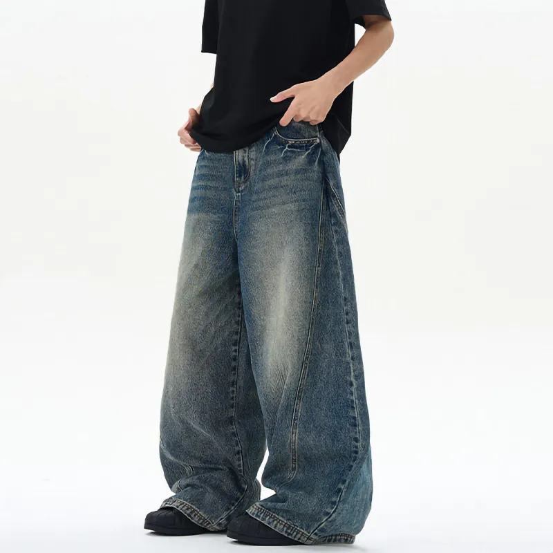 MEIPIN TANG Jeans Unisex Vintage Blue-4