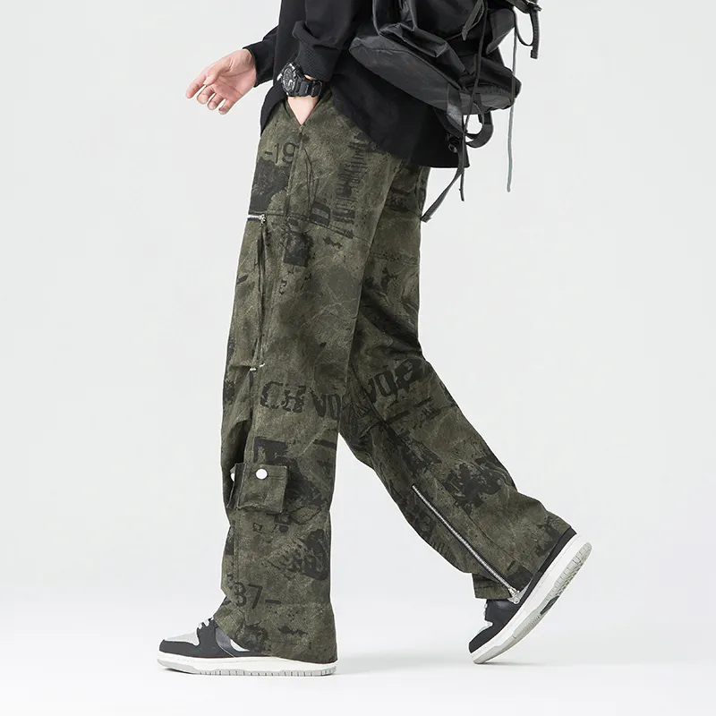 MEIPIN TANG Casual Pants Unisex Army Green-3