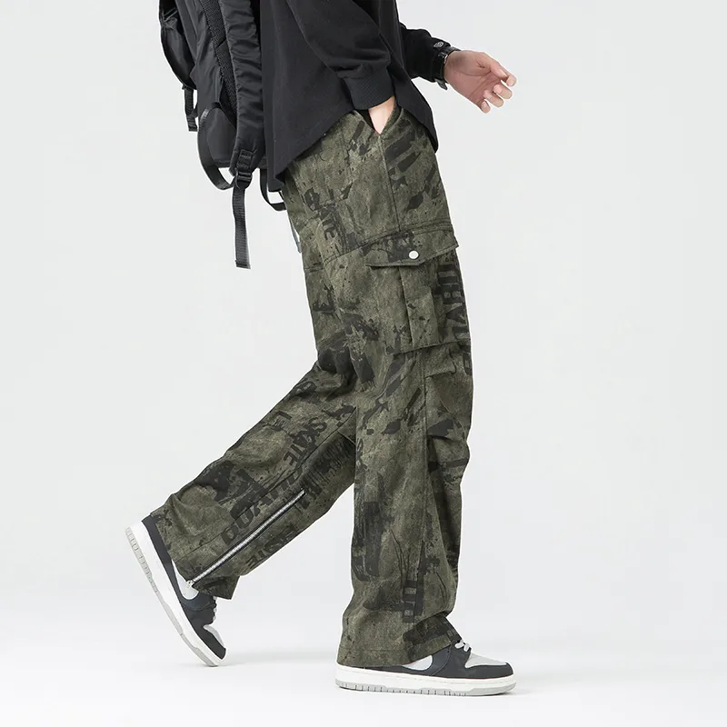 MEIPIN TANG Casual Pants Unisex Army Green-4