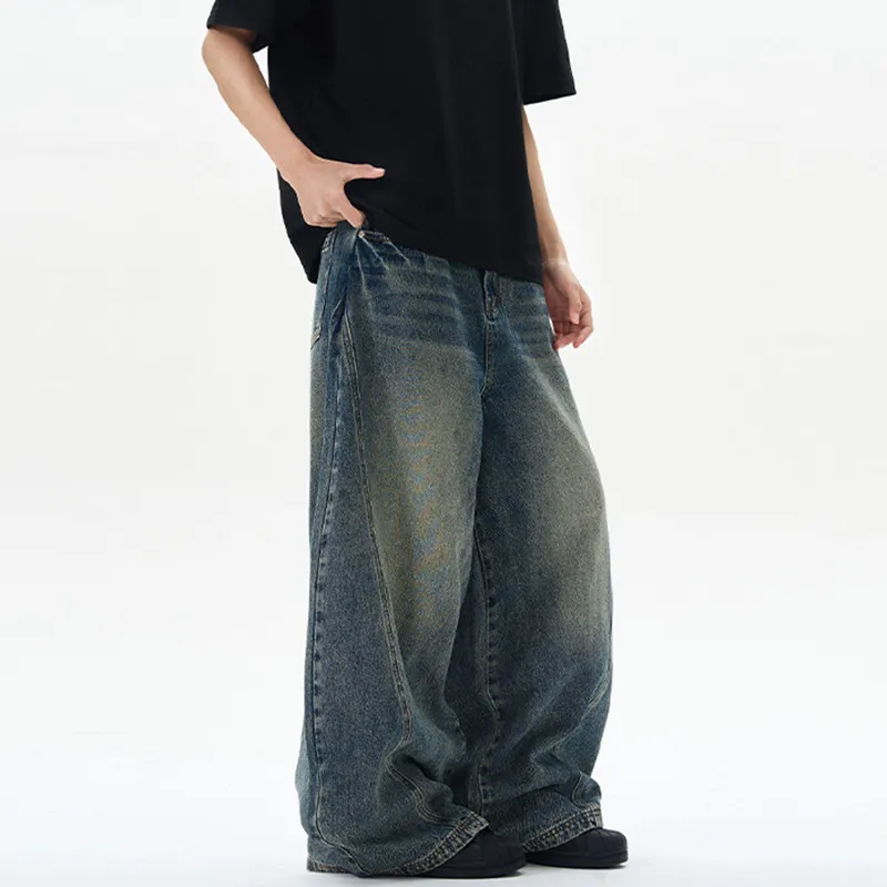 MEIPIN TANG Jeans Unisex Vintage Blue-3