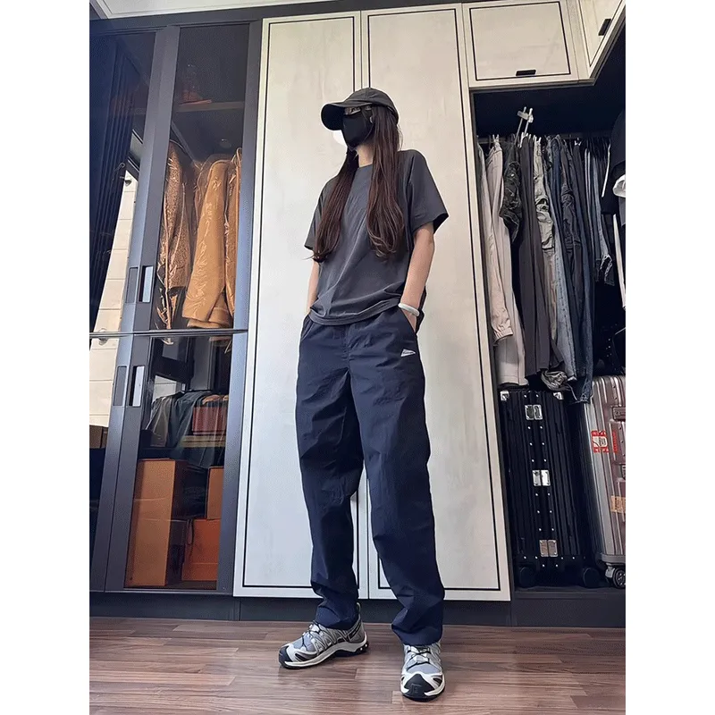NOWSTIME Casual Pants Unisex Navy Blue-4