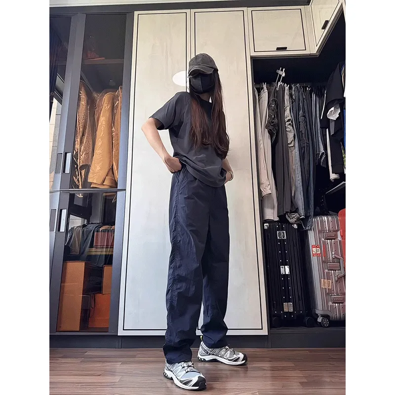 NOWSTIME Casual Pants Unisex Navy Blue-2