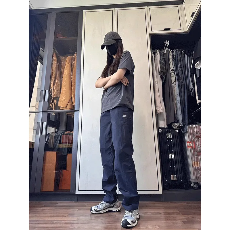 NOWSTIME Casual Pants Unisex Navy Blue-3