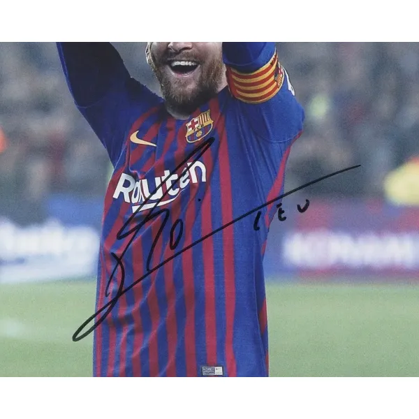 Three For Barcelona Team Leo Messi Signed Photo With SA Certificate Framed Design-2