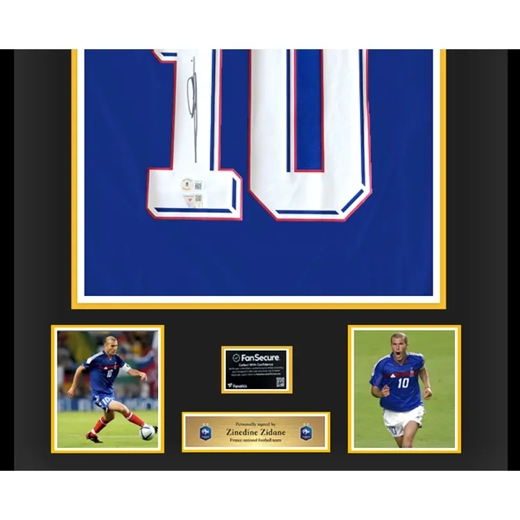 Three For French Team Jersey Deluxe Framing, Outer Frame Approx. 65x85cm Fanatics Beckett Dual Certification Unisex-2
