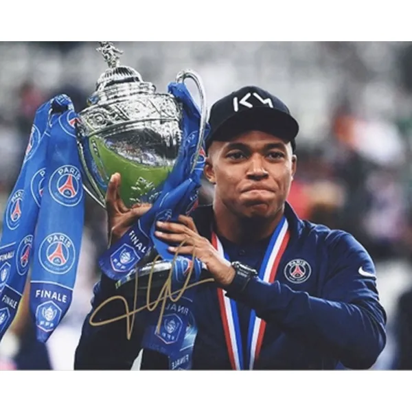 Three For Paris Saint-Germain Mbappé Signed Soccer Apparel Jersey With SA Certificate Framed Collection-3