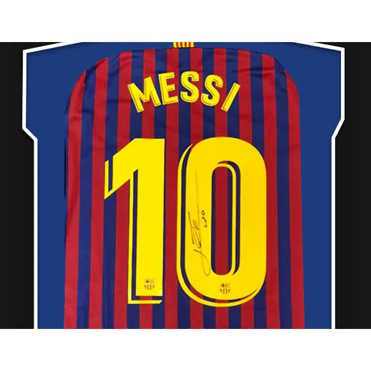 Three For FC Barcelona 2018 19 Season Jersey Framed, Outer Frame Approximately 65x85cm, Icons Certificate Unisex-1