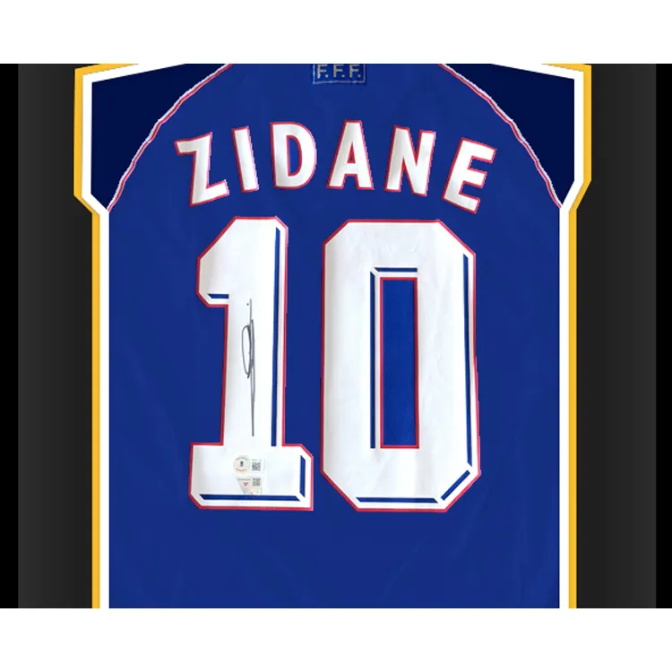 Three For French Team Jersey Deluxe Framing, Outer Frame Approx. 65x85cm Fanatics Beckett Dual Certification Unisex-1