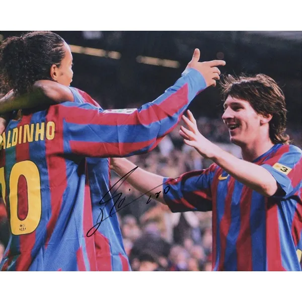Three For Lionel Messi Messi Barça Barcelona Signed In Person Framed Photo With SA Certificate-2
