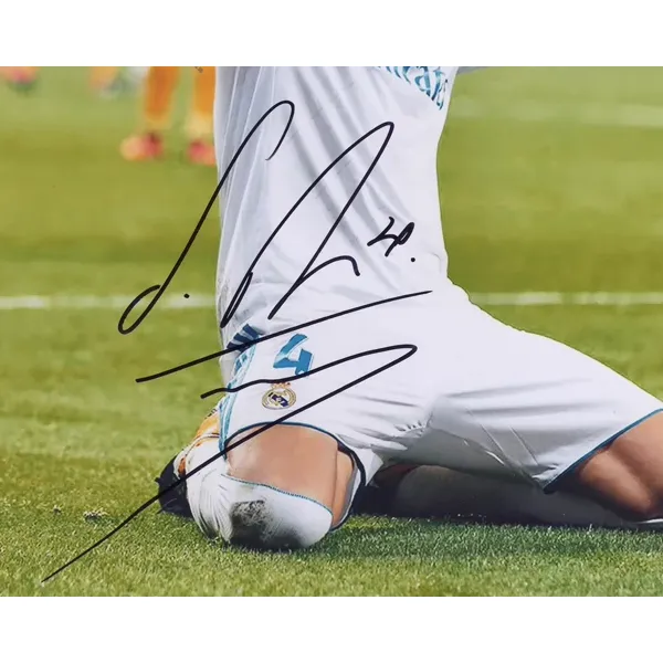 Three For Real Madrid Team Ramos Water God Signed Photo With SA Certificate Framed-4