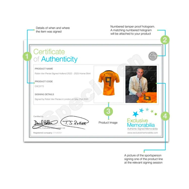 Three For 2022 23 Dutch National Team Season Jersey EM Certificate, Deluxe Mounting, Outer Frame Approx. 65x85cm Unisex-4